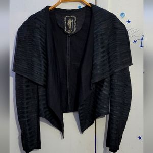 My Tribe Leather Striped Jacket Size Medium